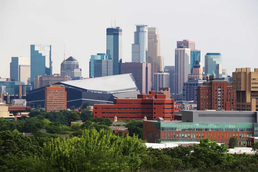 The downtown Minneapolis skyline
