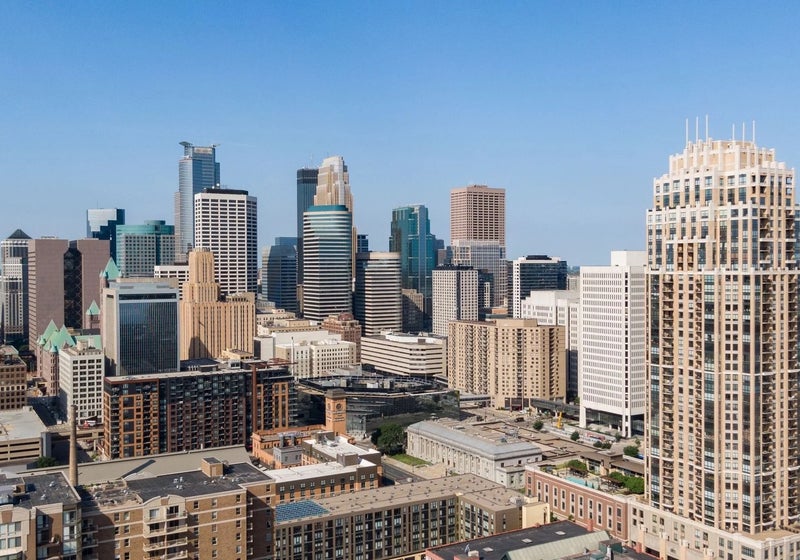 Areal view of Downtown West Minneapolis